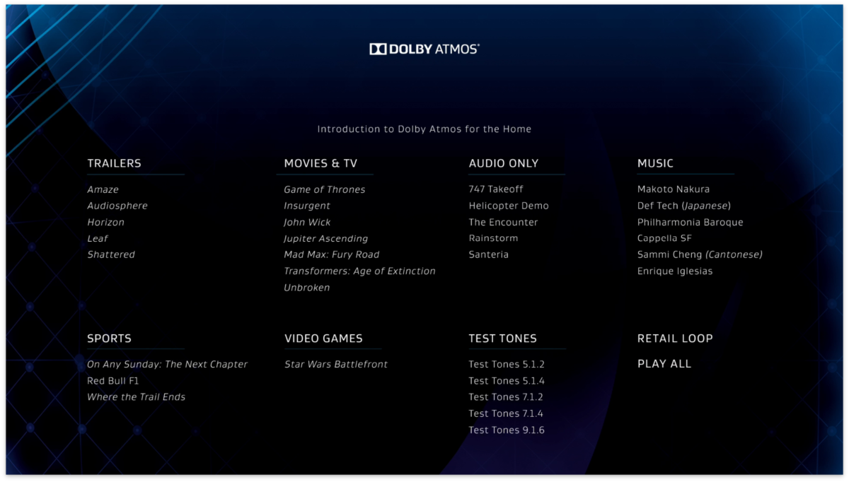 2015 dolby atmos demo disc