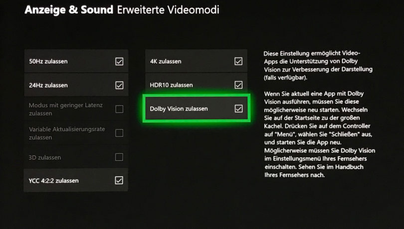 Dolby Vision: Update für Xbox One S und X erhältlich
