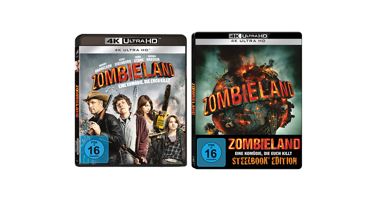 "Zombieland" auf 4K-Blu-ray mit englischem Atmos-Ton und auch als Steelbook